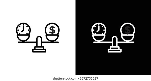 Time and money compare scale icon graphic element Illustration template design