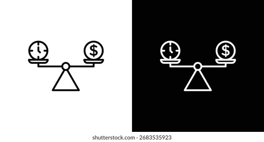 Time and money compare scale icon line for web, mobile and infographics.