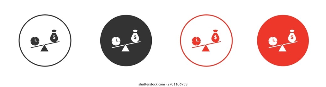 Tempo e dinheiro comparar escala ícone vetor coleção. símbolo de estoque de vetor ilustrações