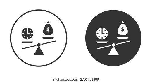 Time and money compare scale icon. Perfect for web and app interfaces, presentations, infographics