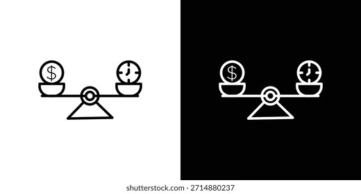 Zeit und Geld vergleichen Maßstab Symbol in trendigen Strich Liner Stil. Satz von Webseiten-Icon-Vektorgrafik.