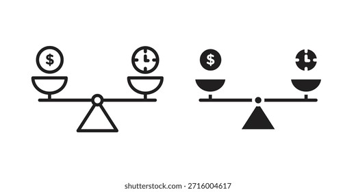 Time and money compare scale icon concept for infographic, website or app.
