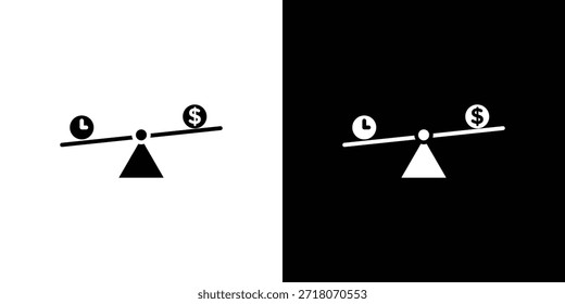 Time and money compare scale icon vector, solid illustration, pictogram set.