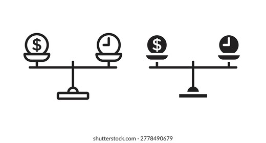 Time and money compare scale icon vector illustration logo template in filled, outline