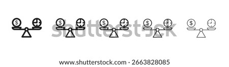 Time and money compare scale icon simple editable stroke series pack. eps10