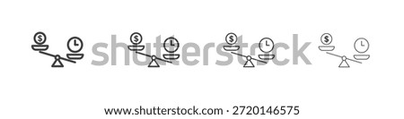 Time and money compare scale icon concept Linear Pictogram. Simple element illustration.