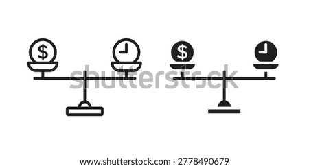 Time and money compare scale icon vector illustration logo template in filled, outline