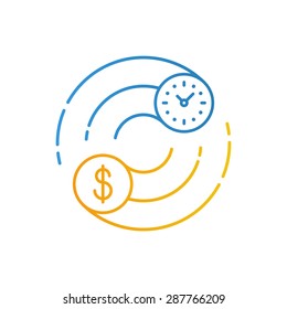 Time is money concept. Business and finances icon, stock exchange, earn money. Internship, savings account, future investments, vector illustration