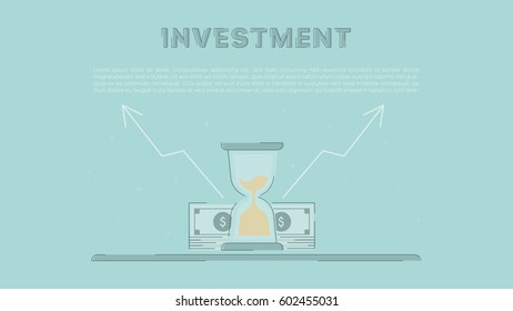 Time is money. Concept business vector for investing into ideas, creative innovative work, growing business. Flat illustration with thin broken line.