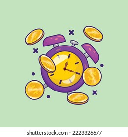 Time is Money Concept with Cartoon Style. Business Investement Illustration