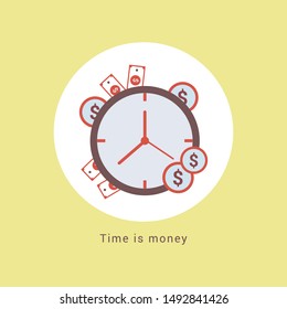 Time is money concept, clock and coin, long term financial investment