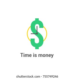 Time is money concept. Dollar in the form of clock. Vector illustration