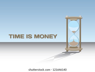 Time is money - concept with hourglass, vector