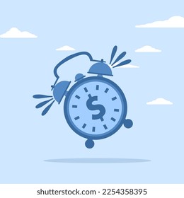 Time is money concept, make profit on investment, promotion alert for bargain deal, bill payment or deadline to start building wealth concept, ringing alarm clock with dollar bill sign on clock face. - Shutterstock ID 2254358395