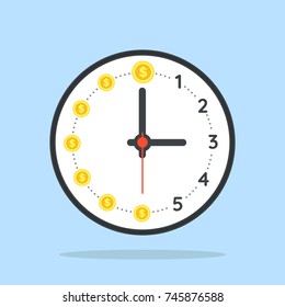 Time is money concept. Time management, business planning flat design style vector concept illustration