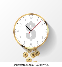 Time is money concept. Money saving. Time management. Vector illustration