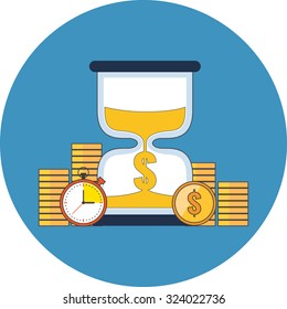 Time is money concept. Vector flat design