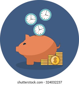 Time is money concept. Vector flat design