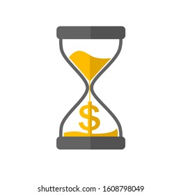 Time is money concept vector illustration. Hourglass with a dollar sign logo icon.