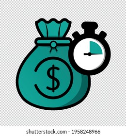 Time Is Money Concept - Vector Illustration Isolated On Transparent Background
