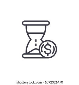Time is money decision linear icon concept. Time is money decision line vector sign, symbol, illustration.