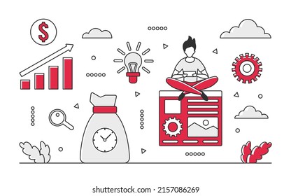 El tiempo es dinero. Gestión eficaz del tiempo, control de planificación y planificación de la ilustración monocolor vectorial