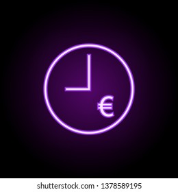 time money euros neon icon. Elements of business set. Simple icon for websites, web design, mobile app, info graphics