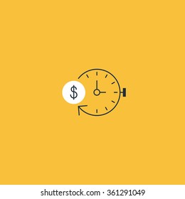 Time is money, fast cash, easy loan, quick credit, instant payment, cash back concept, vector line icon