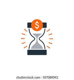 Time is money, finance concept, bank savings account, insurance and pension idea. Flat design vector illustration. Finance theme concept