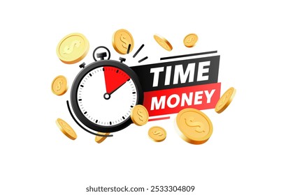 Time and money, financial banner, sale limit. Vector illustration 