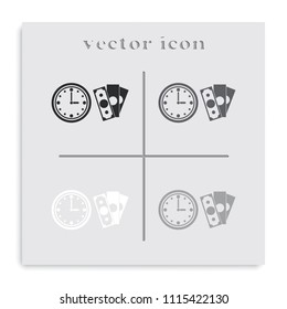 Time is money flat black and white vector icon.