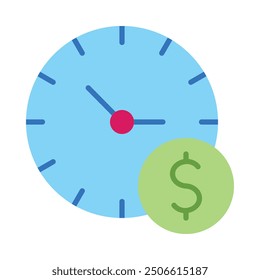 Time Is Money Flat Icon Design For Personal nad Commercial Use
