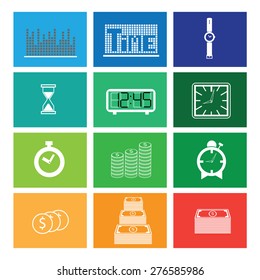 Time and money flat icons windows