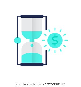 Time is money flat vector icon.