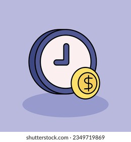 Time Is Money Free vector cartoon icon illustration. Coworking Space icon concept isolated . flat cartoon style