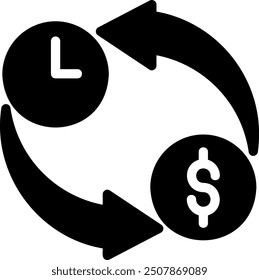 time is money glyph icon illustration vector
