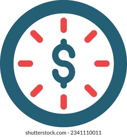 Time Is Money Glyph Two Color Icon For Personal And Commercial Use.
