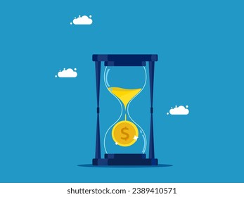 Time is money. Hourglass and money vector 
