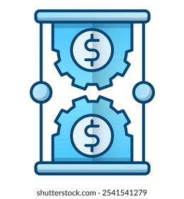Time is money icon, blue gradient vector illustration