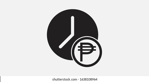 Time is money icon. Business design. Financial item icon. Money and time icon. Banking vector. Philippine peso and clock icon