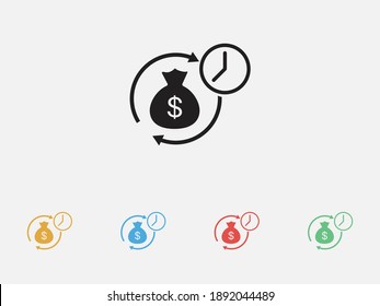 Time is money icon. Business design. Financial item icon. Dollar and time icon. Banking vector icon. Set of colorful flat design icons