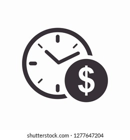 Time for money icon, clock and dollar icon, money time icon