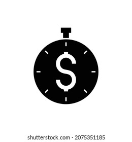 Time is money icon.  Clock and dollar line symbol isolated on white background