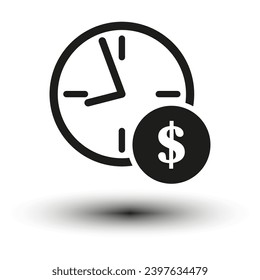 El tiempo es un icono del dinero. Símbolo de línea de reloj y dólar. Ilustración vectorial. EPS 10.