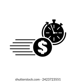 Time is money icon. Clock and dollar symbol. Fast money concept. Vector illustration. EPS 10.