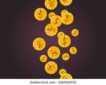 Time is money. Time icon clock Gold coins vector illustration. business and money
