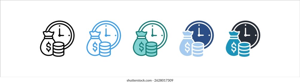 Ícone Tempo É Dinheiro Em Um Vetor De Estilo Diferente