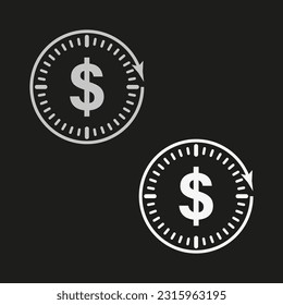 time is money icon, dollar with clock linear sign isolated. Vector illustration. stock image.