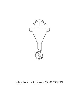 time is money icon. Dollar coins  and Hourglass icon