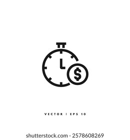Time Is Money Icon. Editable Stroke
